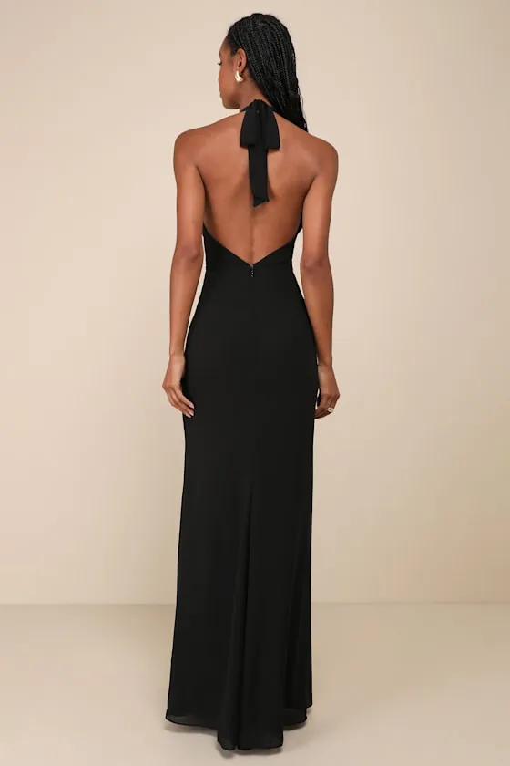 Captured Your Heart Black Halter Maxi Dress sold by Lulus product image thumbnail 3