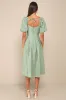 Heavenly Energy Sage Textured Puff Sleeve Pleated Midi Dress sold by Lulus