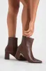 Ariyah Chocolate Brown Low Heel Ankle Booties sold by Lulus