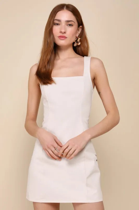 Daytime Delights Cream Cotton Twill Cutout Flower Mini Dress sold by Lulus