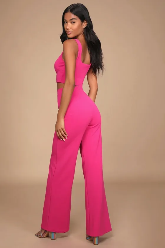 Only Tonight Hot Pink Two-Piece Wide-Leg Jumpsuit sold by Lulus product image thumbnail 2