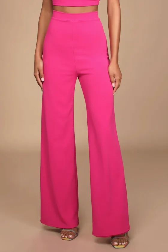 Only Tonight Hot Pink Two-Piece Wide-Leg Jumpsuit sold by Lulus product image thumbnail 4