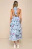Exceedingly Gorgeous Light Blue Floral Tiered Halter Midi Dress sold by Lulus