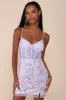 Shimmering Beauty Lavender Mesh Sequin Bustier Mini Dress sold by Lulus