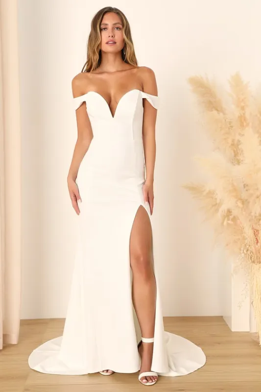 Idyllic Perfection White Plunge Sleeveless Mermaid Maxi Dress sold by Lulus