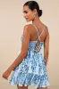 Spectacular Party Light Blue Sequin Tiered Lace-Up Mini Dress sold by Lulus