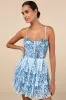 Spectacular Party Light Blue Sequin Tiered Lace-Up Mini Dress sold by Lulus