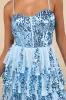 Spectacular Party Light Blue Sequin Tiered Lace-Up Mini Dress sold by Lulus