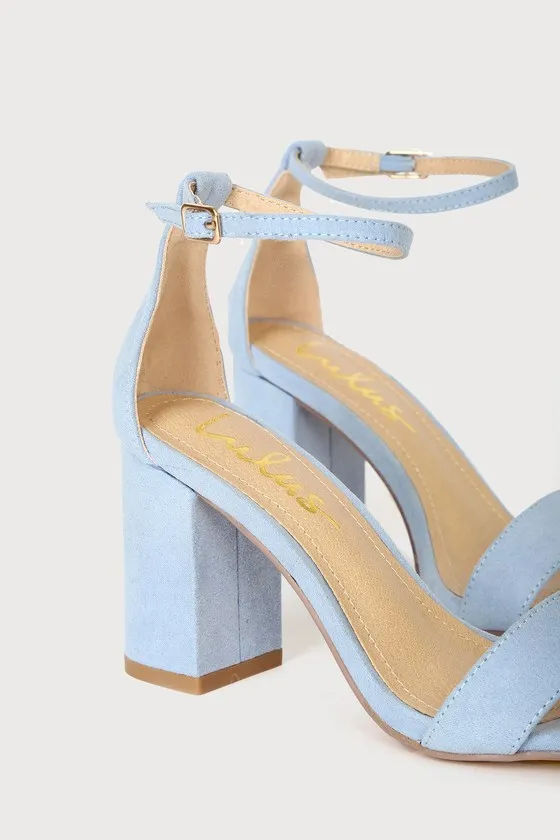 Arylee Light Blue Suede Ankle Strap Heels sold by Lulus product image thumbnail 4