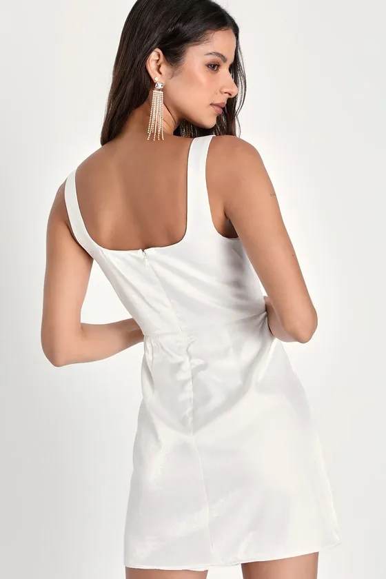 Gorgeous Aesthetic Ivory Taffeta Sleeveless Mini Dress sold by Lulus product image thumbnail 4