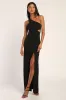 Show-Stopping Style Black One-Shoulder Cutout Maxi Dress sold by Lulus
