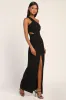 Show-Stopping Style Black One-Shoulder Cutout Maxi Dress sold by Lulus