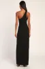 Show-Stopping Style Black One-Shoulder Cutout Maxi Dress sold by Lulus