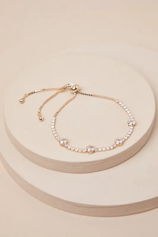 Tarryn Gold Rhinestone Toggle Bracelet made by Lulus