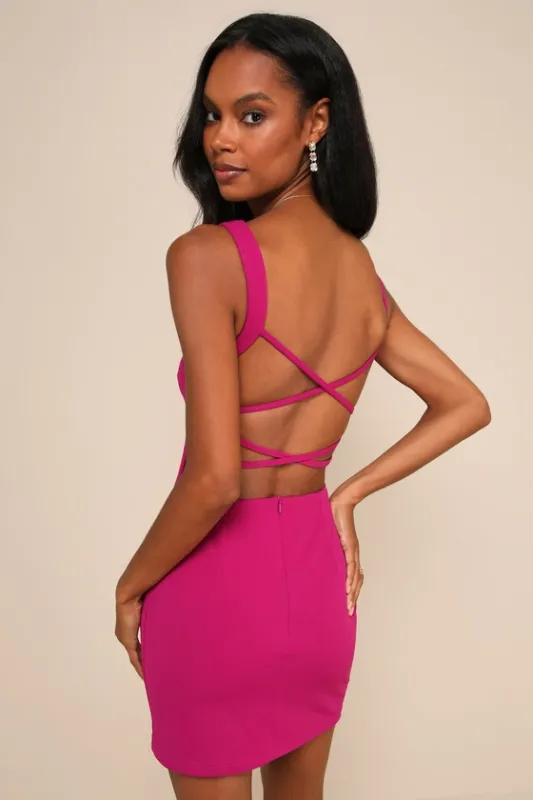 Instant Sultriness Magenta Sleeveless Strappy Back Mini Dress sold by Lulus