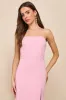 Night of Compliments Rose Pink Strapless Bustier Maxi Dress sold by Lulus