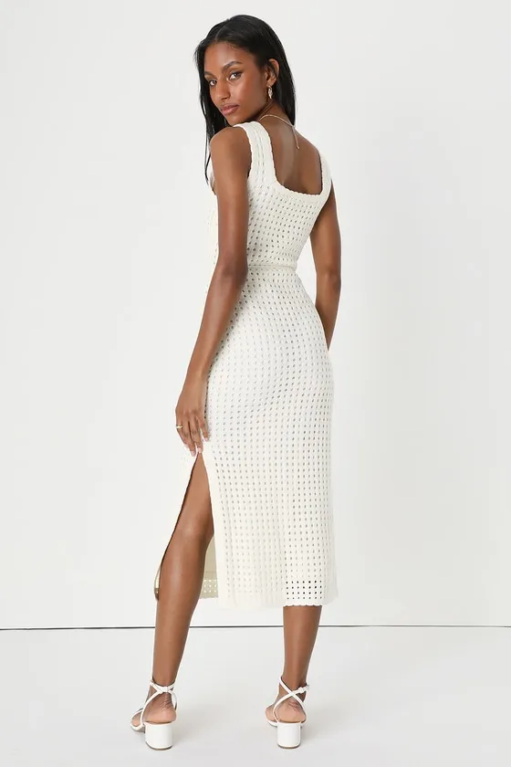 Sunshine Babe Ivory Knit Midi Sweater Dress sold by Lulus product image thumbnail 2