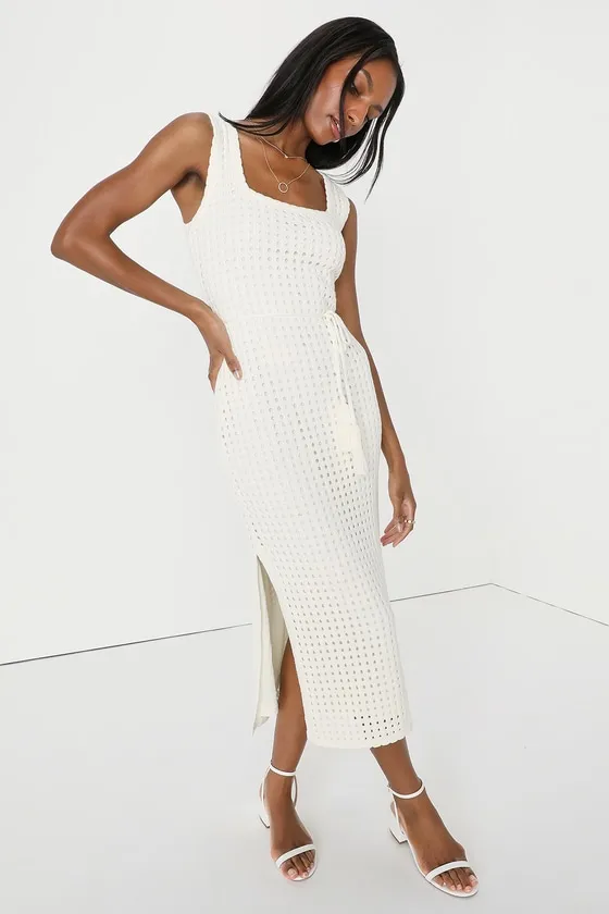 Sunshine Babe Ivory Knit Midi Sweater Dress sold by Lulus product image thumbnail 4