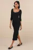 Certainly Darling Black Ribbed Long Sleeve Midi Dress sold by Lulus