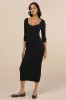Certainly Darling Black Ribbed Long Sleeve Midi Dress sold by Lulus
