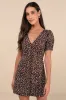 Adored Cutie Brown Floral Corduroy Button-Front Mini Dress sold by Lulus