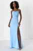Formal Invitation Light Blue Satin Cowl Neck Maxi Dress sold by Lulus