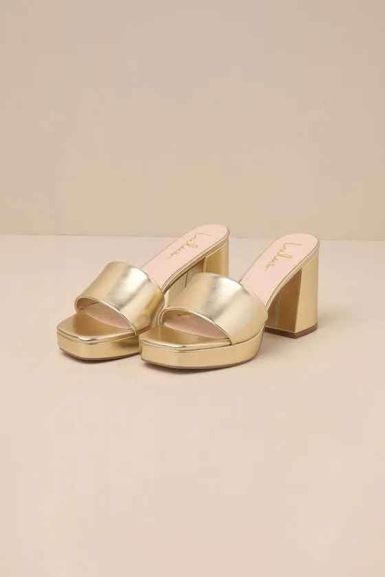 Carington Gold High Heel Slide Sandals sold by Lulus product image thumbnail 2