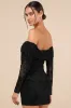 Perfect Act Black Velvet Burnout Off-the-Shoulder Mini Dress sold by Lulus