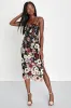 Thriving Energy Black 3D Floral Embroidered Lace-Up Midi Dress sold by Lulus