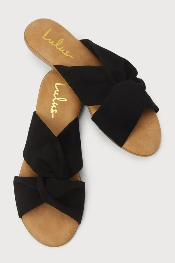 Santana Black Suede Slide Sandals sold by Lulus product image thumbnail 2
