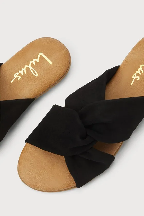 Santana Black Suede Slide Sandals sold by Lulus product image thumbnail 4