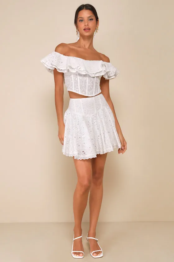 Lovely Season Ivory Eyelet Embroidered Off-the-Shoulder Crop Top sold by Lulus product image thumbnail 3