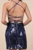 Sincerest Shine Navy Blue Sequin Lace-Up Mini Dress sold by Lulus
