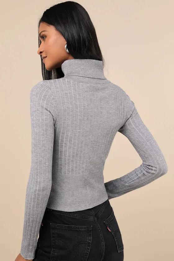 Perfected Comfort Heather Grey Turtleneck Sweater Top sold by Lulus product image thumbnail 2