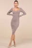 Fall Feelings Heather Light Brown Ribbed Bodycon Midi Dress sold by Lulus