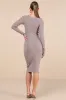 Fall Feelings Heather Light Brown Ribbed Bodycon Midi Dress sold by Lulus