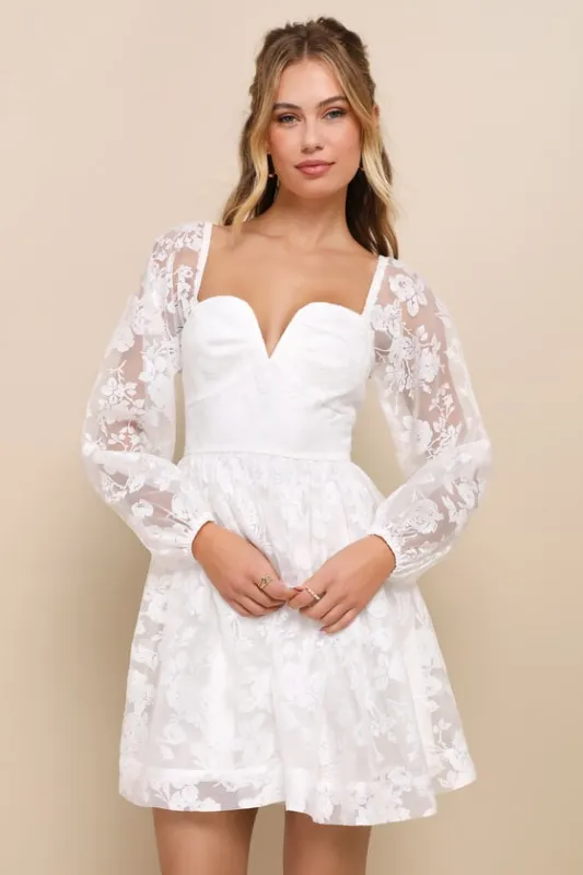 Exceptionally Darling White Burnout Floral Bustier Mini Dress sold by Lulus