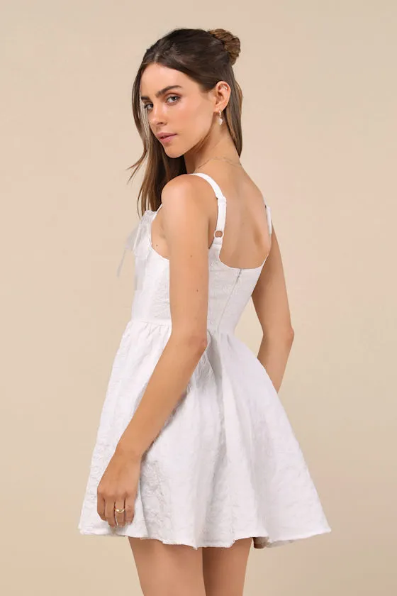 Perfected Presence White Jacquard Tie-Strap Mini Dress sold by Lulus product image thumbnail 2