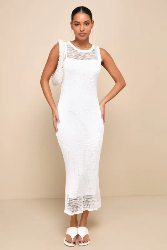 Idyllic Aesthetic White Crochet Maxi Dress sold by Lulus