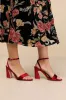 Lucinna Wine Velvet Ankle Strap High Heel Sandals sold by Lulus