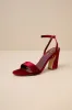 Lucinna Wine Velvet Ankle Strap High Heel Sandals sold by Lulus