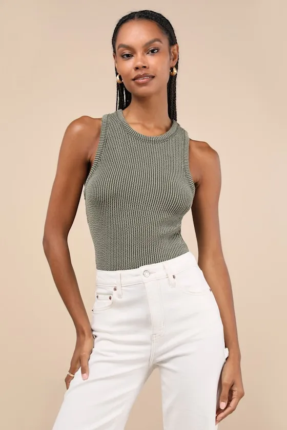 Essential Update Forest Green Ribbed Tank Top sold by Lulus