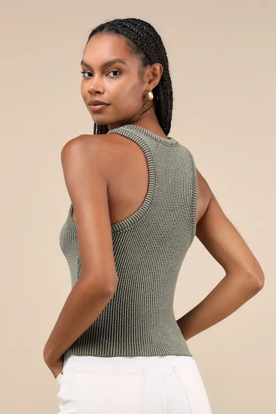 Essential Update Forest Green Ribbed Tank Top sold by Lulus product image thumbnail 2