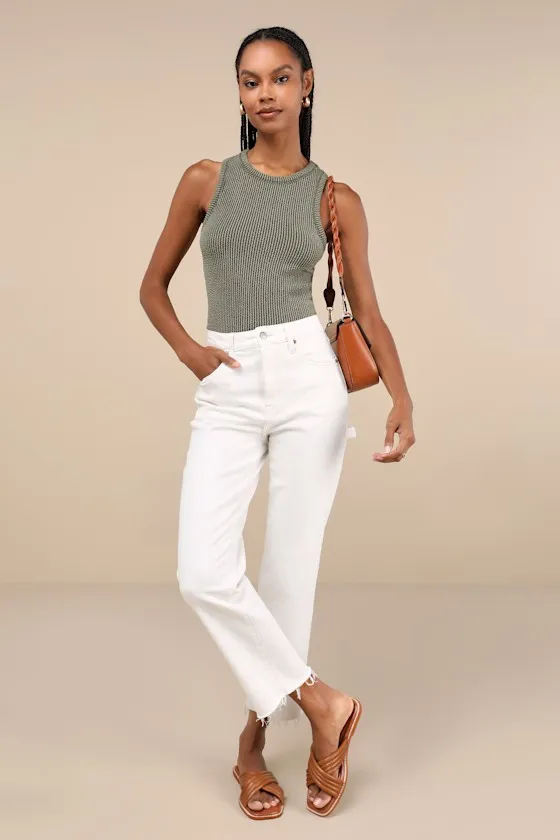 Essential Update Forest Green Ribbed Tank Top sold by Lulus product image thumbnail 4