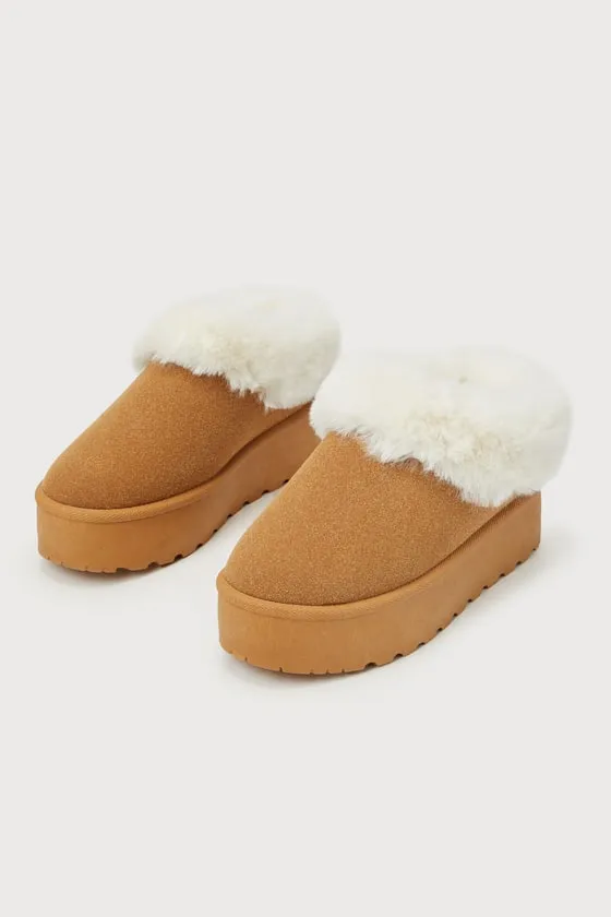 Lahoma Light Chestnut Faux Fur Flatform Slippers sold by Lulus product image thumbnail 2