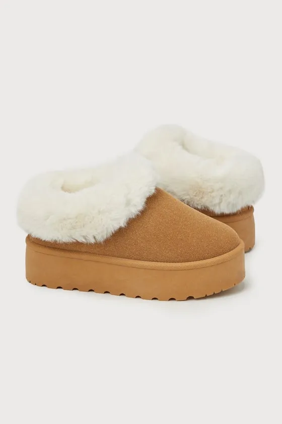 Lahoma Light Chestnut Faux Fur Flatform Slippers sold by Lulus product image thumbnail 3