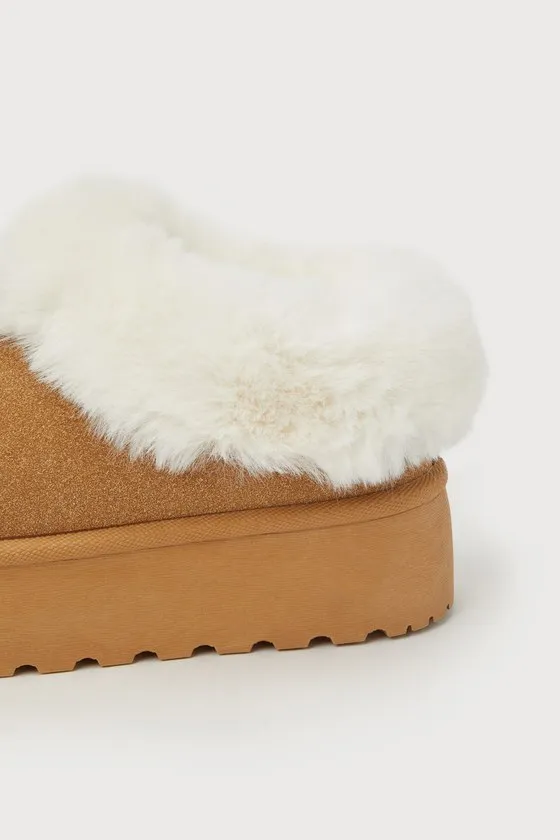 Lahoma Light Chestnut Faux Fur Flatform Slippers sold by Lulus product image thumbnail 4