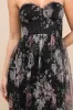 Stately Entrance Black Floral Mesh Strapless Maxi Dress sold by Lulus