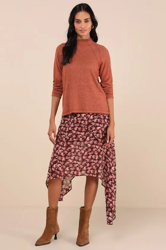 Exceptional Coziness Burnt Orange Marled Long Sleeve Sweater Top sold by Lulus product image thumbnail 2