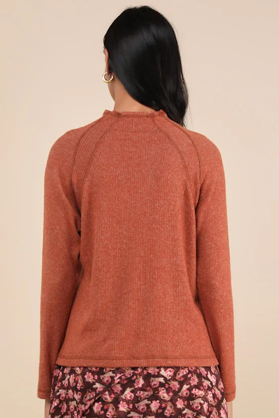 Exceptional Coziness Burnt Orange Marled Long Sleeve Sweater Top sold by Lulus product image thumbnail 3